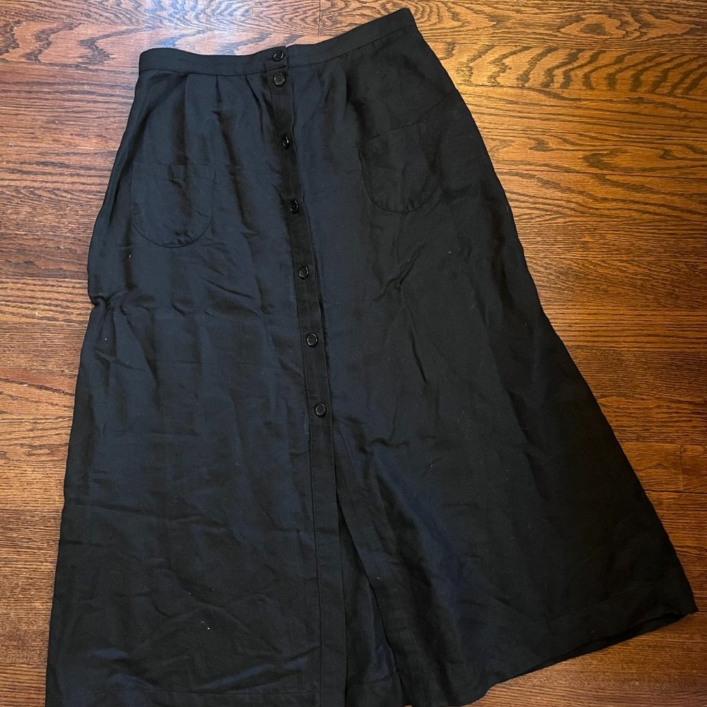 Reformation Black Button Midi Skirt